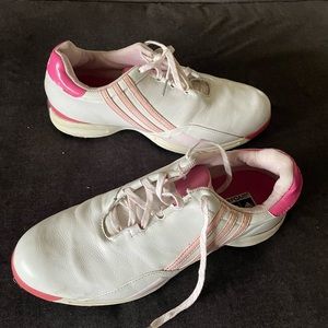 Adidas Womens 9.5 Golf Shoes White & Pink FitFoam